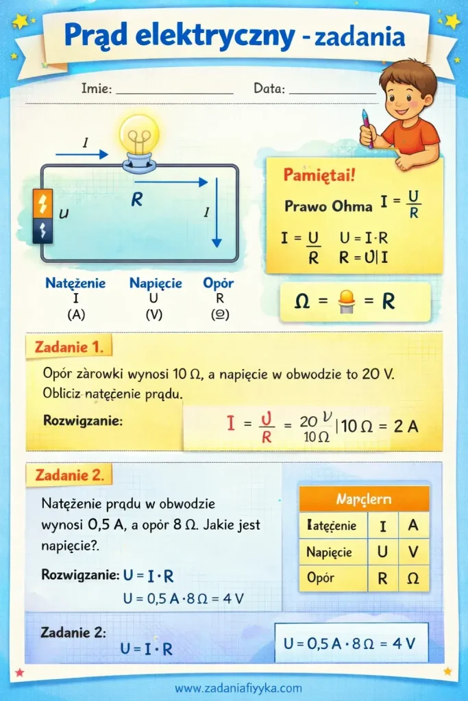 prąd elektryczny zadania klasa 8 pdf